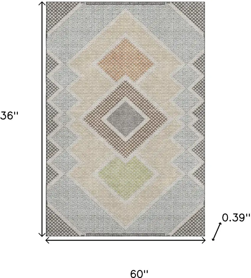 Pewter And Copper Geometric Washable Area Rug With UV Protection Photo 9