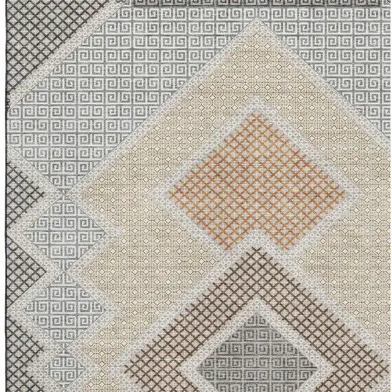 Pewter And Copper Geometric Washable Area Rug With UV Protection Photo 3