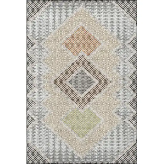 Pewter And Copper Geometric Washable Area Rug With UV Protection Photo 4