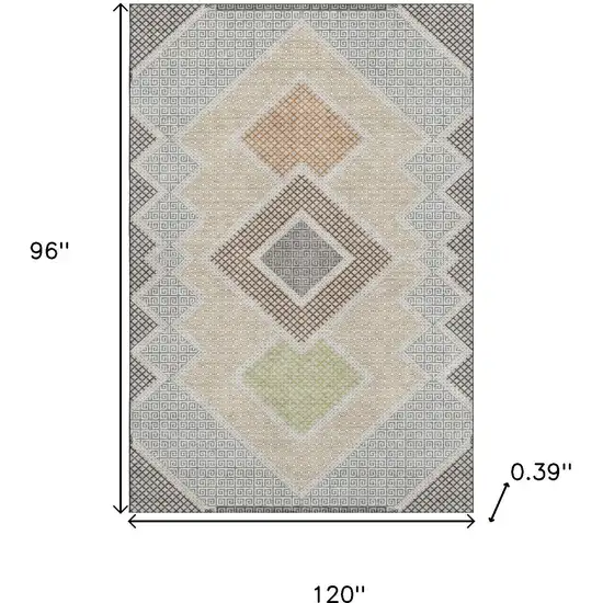 Pewter And Copper Geometric Washable Area Rug With UV Protection Photo 9