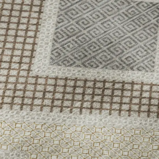 Pewter And Copper Geometric Washable Area Rug With UV Protection Photo 8