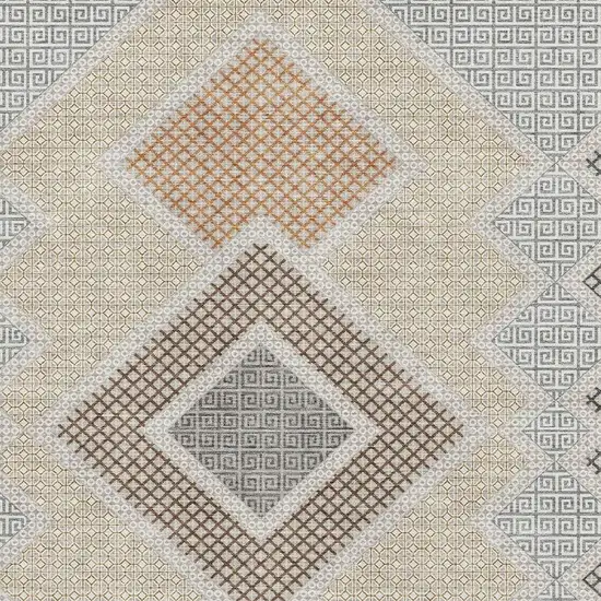 Pewter And Copper Geometric Washable Area Rug With UV Protection Photo 3