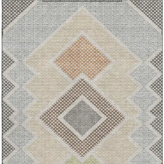 Pewter And Copper Geometric Washable Area Rug With UV Protection Photo 4