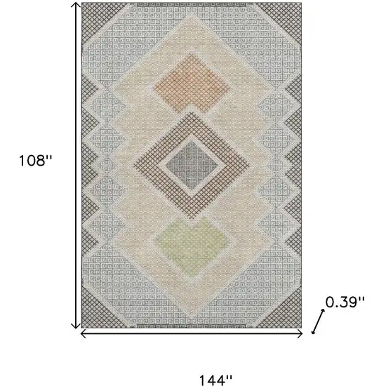 Pewter And Copper Geometric Washable Area Rug With UV Protection Photo 9