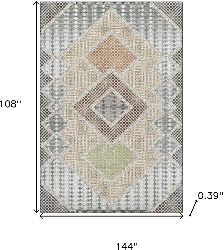 Pewter And Copper Geometric Washable Area Rug With UV Protection Photo 9