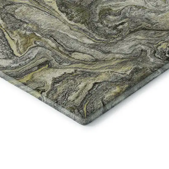 Pewter And Gold Abstract Washable Area Rug With UV Protection Photo 7