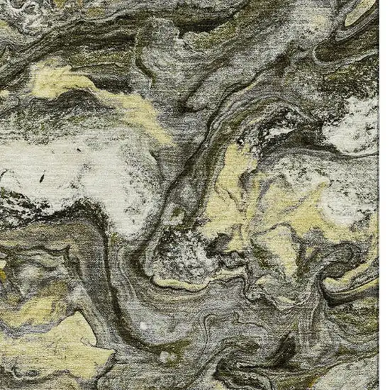 Pewter And Gold Abstract Washable Area Rug With UV Protection Photo 4