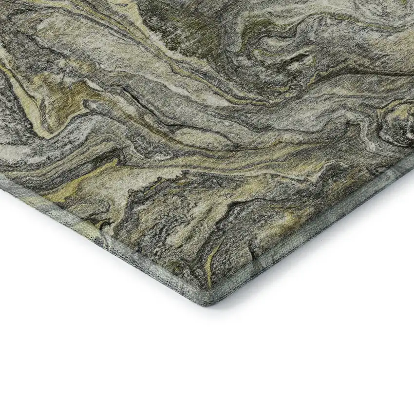 Pewter And Gold Abstract Washable Area Rug With UV Protection Photo 7