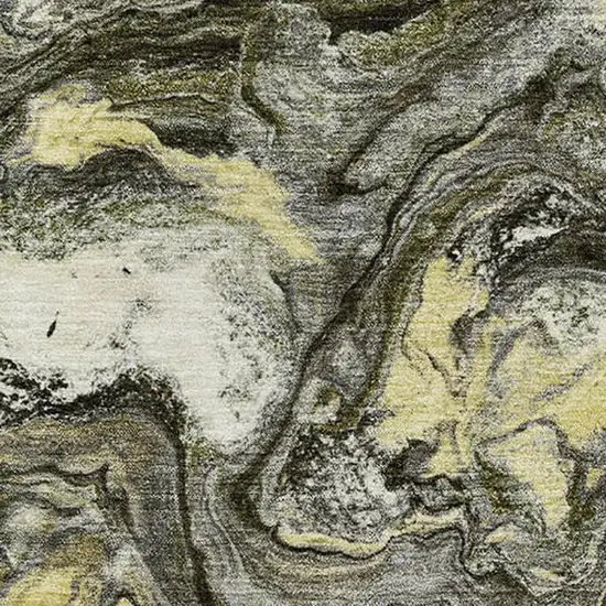 Pewter And Gold Abstract Washable Area Rug With UV Protection Photo 3