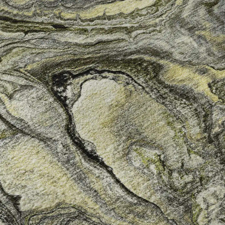 Pewter And Gold Abstract Washable Area Rug With UV Protection Photo 8