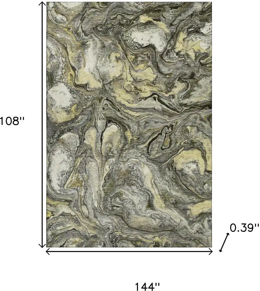 Pewter And Gold Abstract Washable Area Rug With UV Protection Photo 9