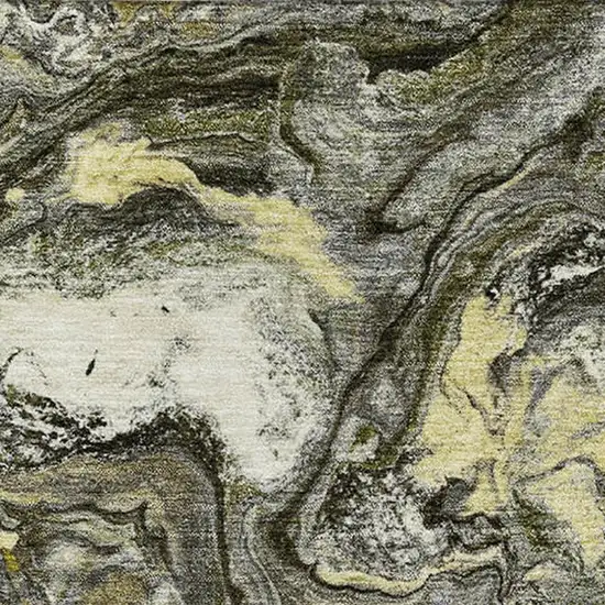 Pewter And Gold Abstract Washable Area Rug With UV Protection Photo 3