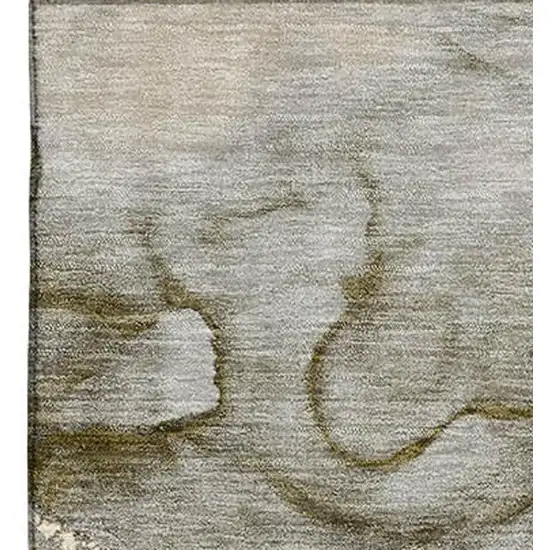 Pewter And Gold Abstract Washable Area Rug With UV Protection Photo 3