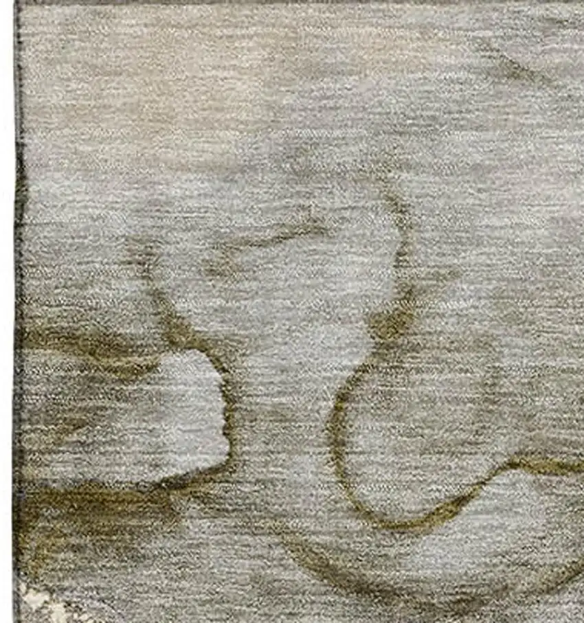 Pewter And Gold Abstract Washable Area Rug With UV Protection Photo 4