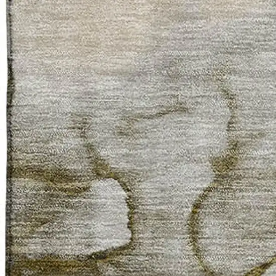 Pewter And Gold Abstract Washable Area Rug With UV Protection Photo 3
