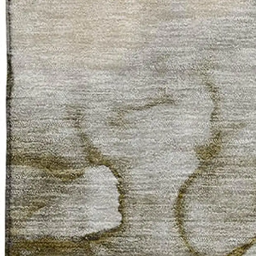 Pewter And Gold Abstract Washable Area Rug With UV Protection Photo 3
