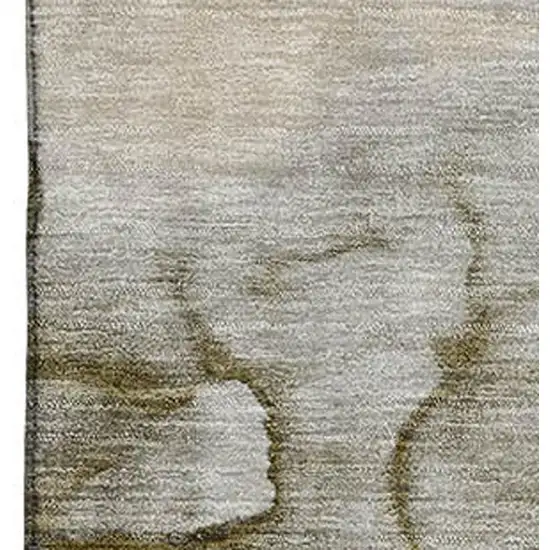 Pewter And Gold Abstract Washable Area Rug With UV Protection Photo 3