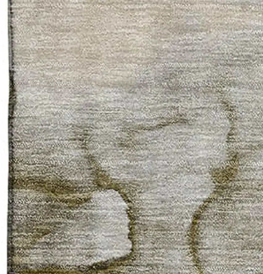 Pewter And Gold Abstract Washable Area Rug With UV Protection Photo 3