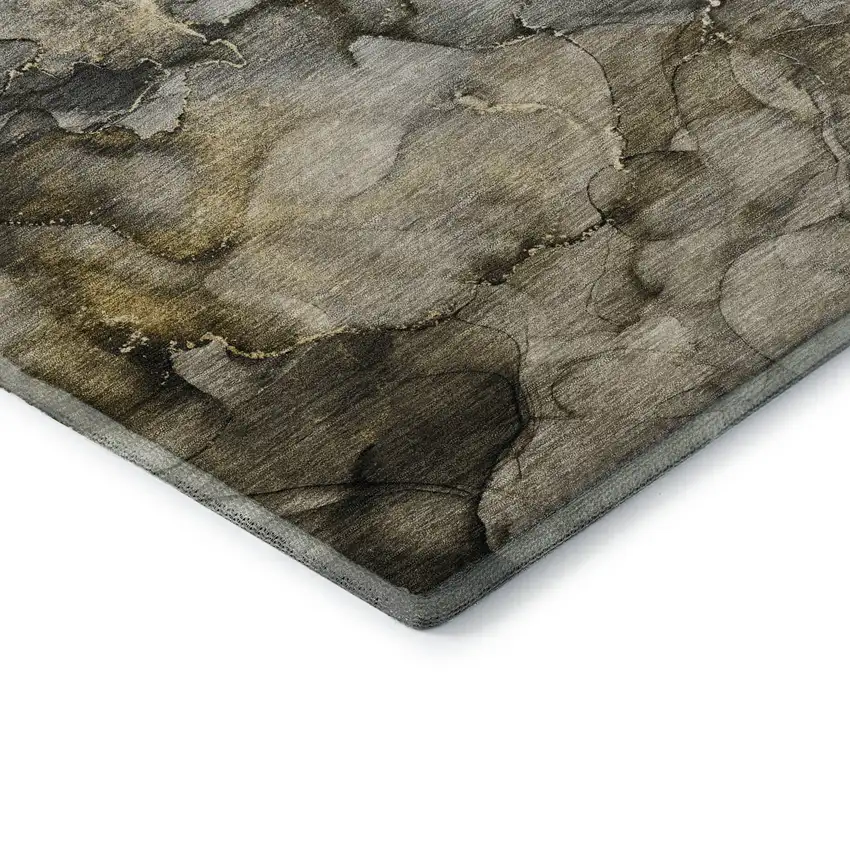 Pewter And Gold Abstract Washable Area Rug With UV Protection Photo 7