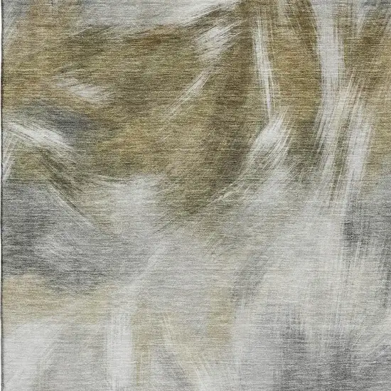 Pewter And Gold Abstract Washable Area Rug With UV Protection Photo 3