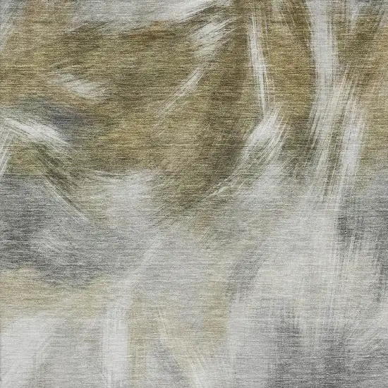 Pewter And Gold Abstract Washable Area Rug With UV Protection Photo 3