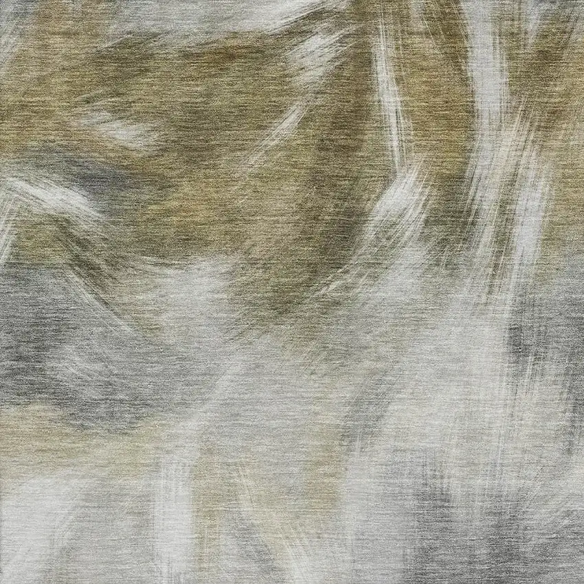 Pewter And Gold Abstract Washable Area Rug With UV Protection Photo 3