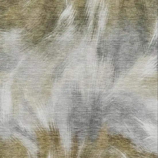 Pewter And Gold Abstract Washable Area Rug With UV Protection Photo 3