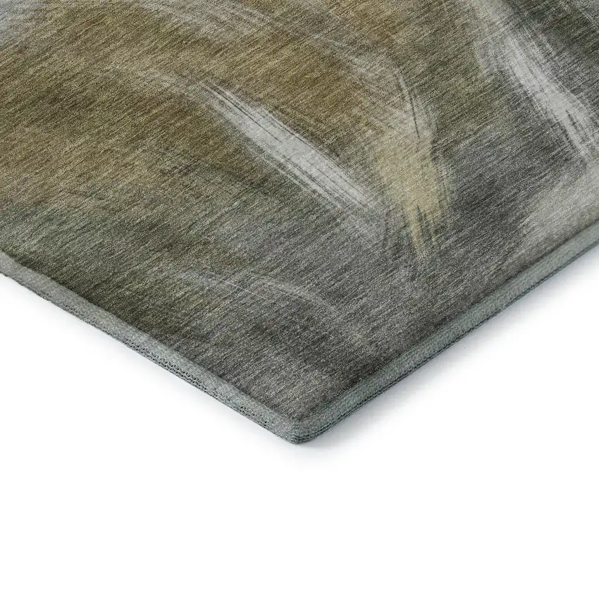 Pewter And Gold Abstract Washable Area Rug With UV Protection Photo 7