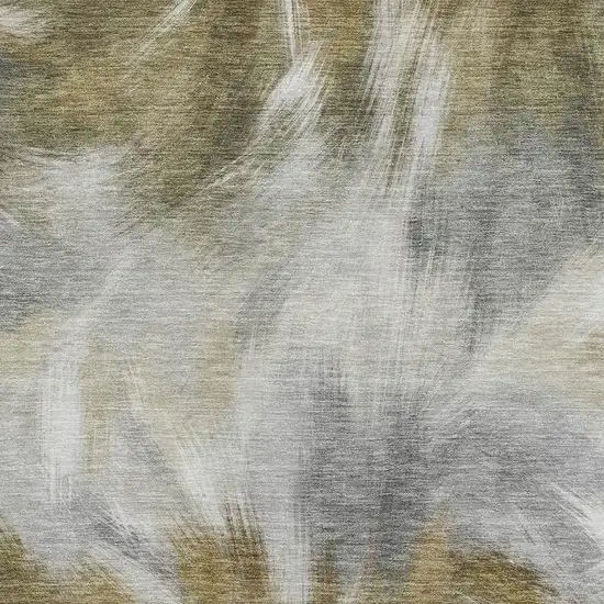 Pewter And Gold Abstract Washable Area Rug With UV Protection Photo 3