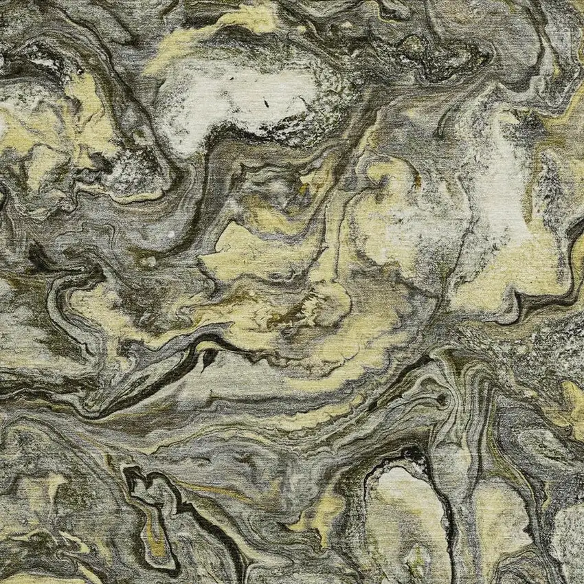 Pewter And Gold Abstract Washable Indoor Outdoor Area Rug Photo 3