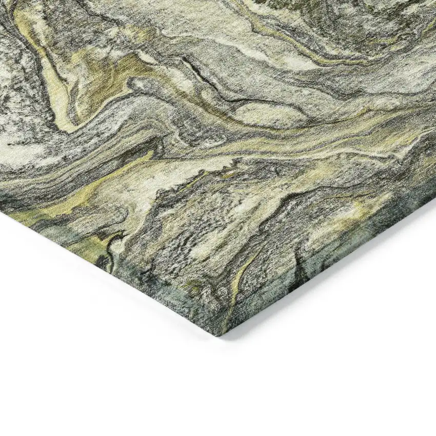 Pewter And Gold Abstract Washable Indoor Outdoor Area Rug Photo 9