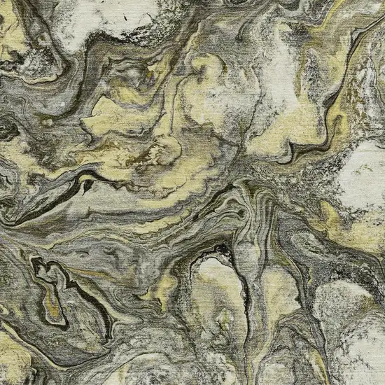 Pewter And Gold Abstract Washable Indoor Outdoor Area Rug Photo 3