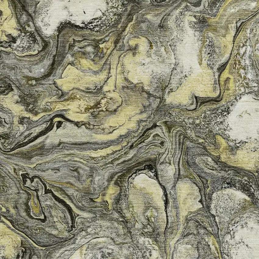 Pewter And Gold Abstract Washable Indoor Outdoor Area Rug Photo 3