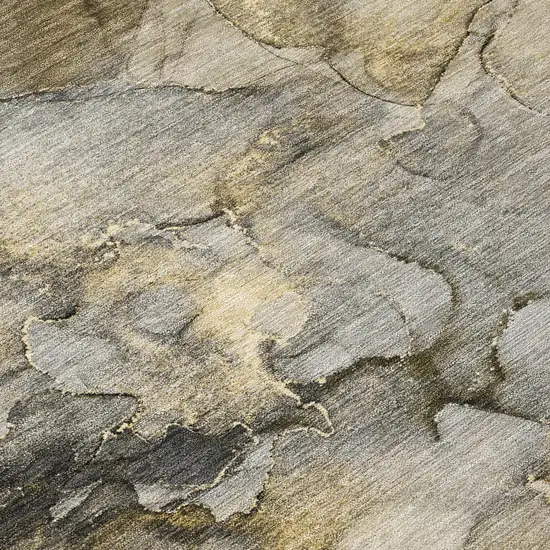Pewter And Gold Abstract Washable Indoor Outdoor Area Rug Photo 8