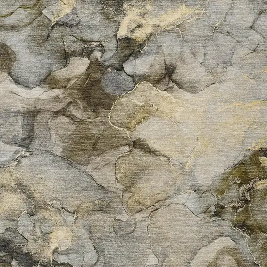 Pewter And Gold Abstract Washable Indoor Outdoor Area Rug Photo 7