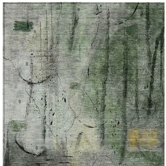 Pewter And Gold Abstract Washable Indoor Outdoor Area Rug Photo 6