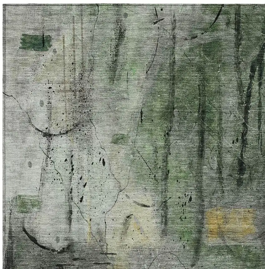 Pewter And Gold Abstract Washable Indoor Outdoor Area Rug Photo 6