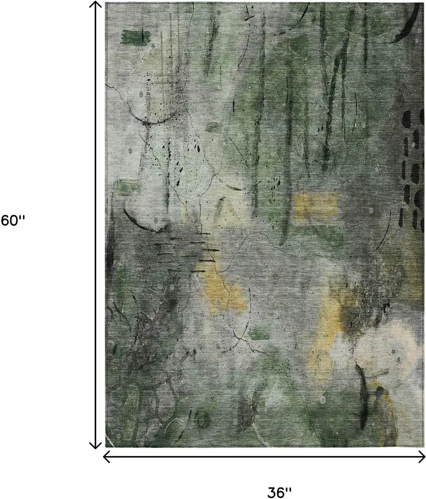 Pewter And Gold Abstract Washable Indoor Outdoor Area Rug Photo 9