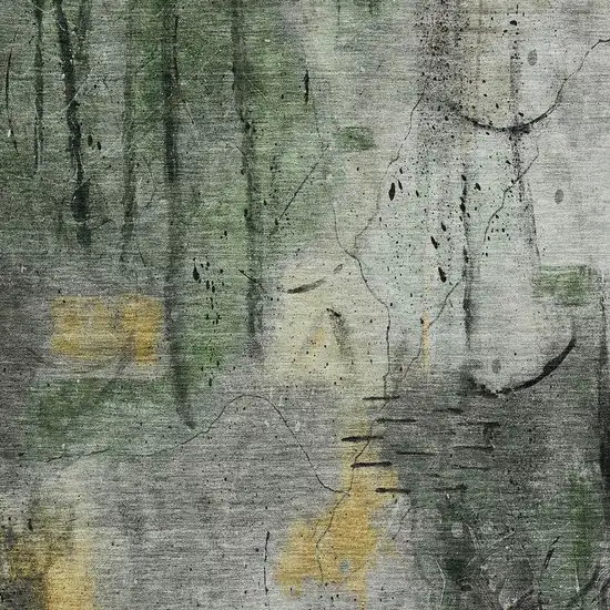 Pewter And Gold Abstract Washable Indoor Outdoor Area Rug Photo 3