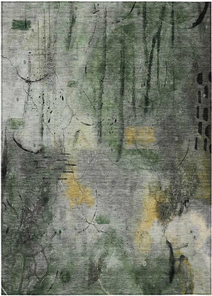 Pewter And Gold Abstract Washable Indoor Outdoor Area Rug Photo 8