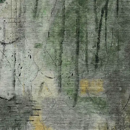 Pewter And Gold Abstract Washable Indoor Outdoor Area Rug Photo 3