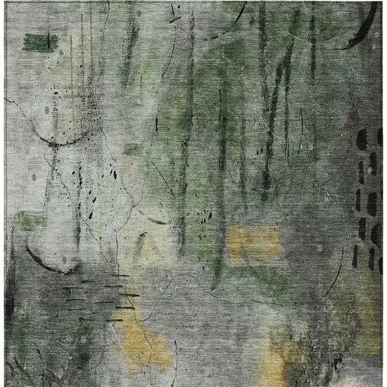 Pewter And Gold Abstract Washable Indoor Outdoor Area Rug Photo 6
