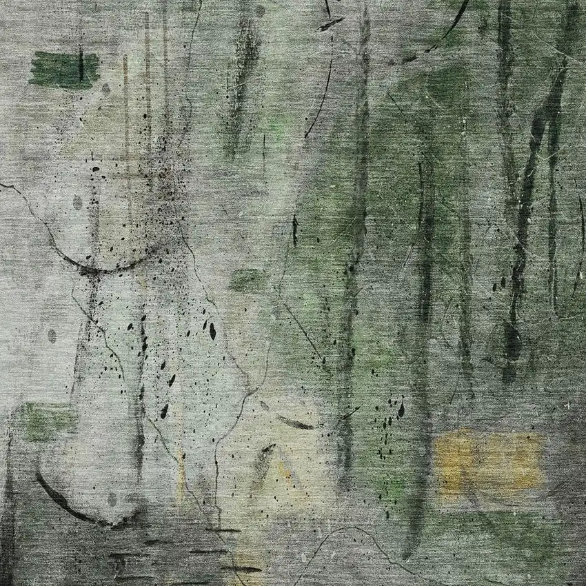 Pewter And Gold Abstract Washable Indoor Outdoor Area Rug Photo 3