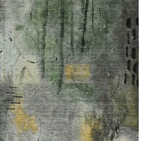 Pewter And Gold Abstract Washable Indoor Outdoor Area Rug Photo 7