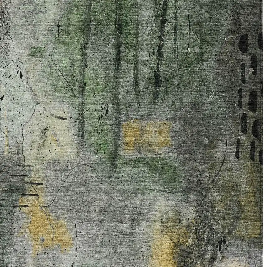 Pewter And Gold Abstract Washable Indoor Outdoor Area Rug Photo 7