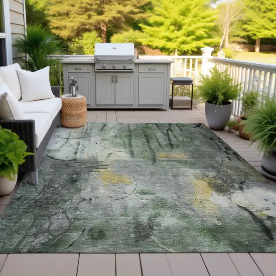 Pewter And Gold Abstract Washable Indoor Outdoor Area Rug Photo 4