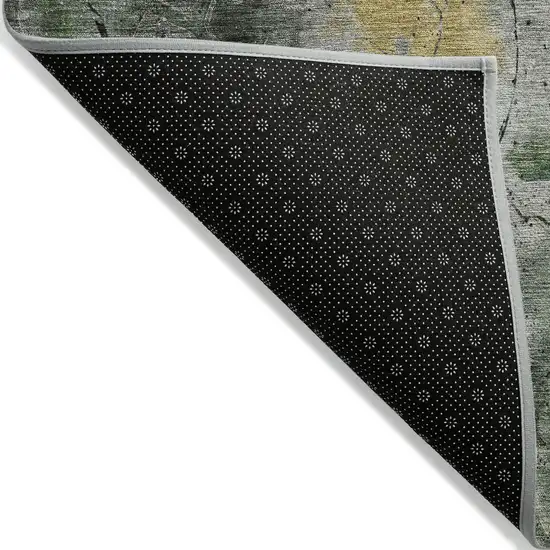 Pewter And Gold Abstract Washable Indoor Outdoor Area Rug Photo 7