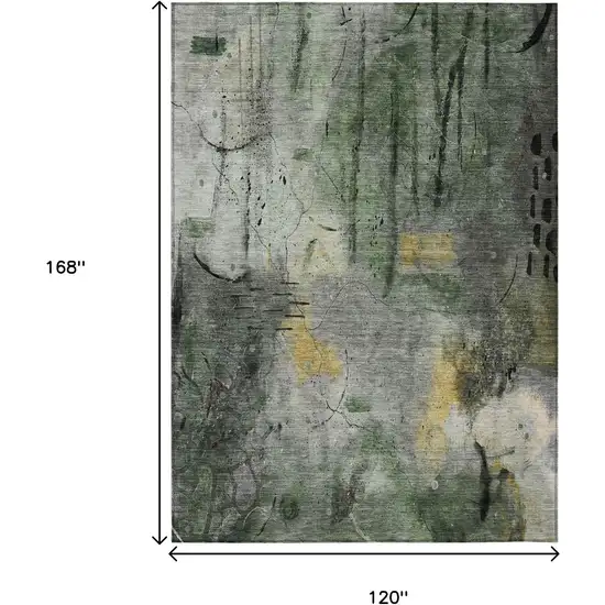 Pewter And Gold Abstract Washable Indoor Outdoor Area Rug Photo 9