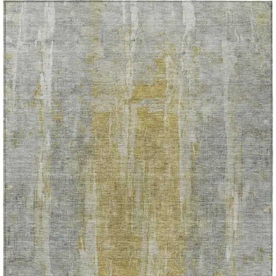 Pewter And Gold Abstract Washable Indoor Outdoor Area Rug Photo 6