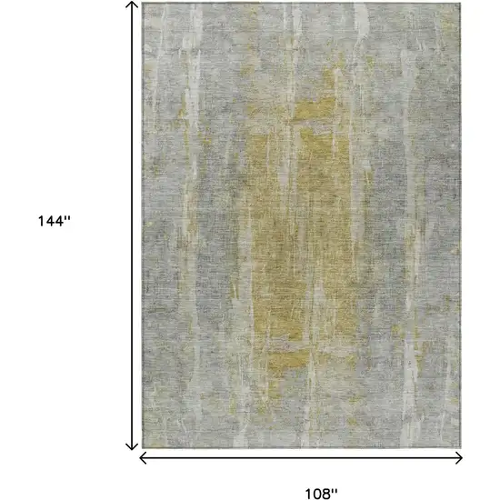 Pewter And Gold Abstract Washable Indoor Outdoor Area Rug Photo 3